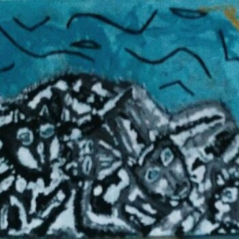 Pintura titulada "Les loups dansent d…" por Claudie Savelli (CLAUDIE-SAVELLI-CLAUDIO), Obra de arte original, Acrílico Monta…