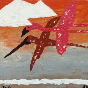 Картина под названием "Envol au salin Aigu…" - Claudie Savelli (CLAUDIE-SAVELLI-CLAUDIO), Подлинное произведение искусства,…