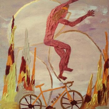 Painting titled "Free - style -BMX p…" by Claudie Savelli (CLAUDIE-SAVELLI-CLAUDIO), Original Artwork, Acrylic Mounted on Wo…