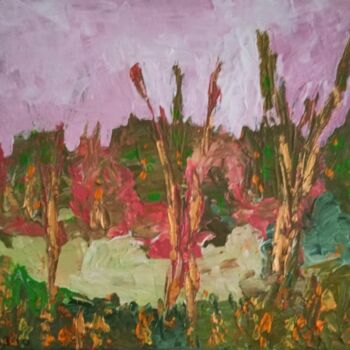 Painting titled "Campagne en Camargue" by Claudie Savelli (CLAUDIE-SAVELLI-CLAUDIO), Original Artwork, Acrylic Mounted on Wo…