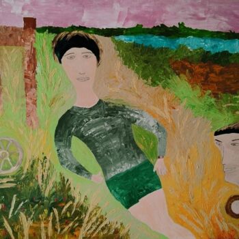 Peinture intitulée "Balade sportive" par Claudie Savelli (CLAUDIE-SAVELLI-CLAUDIO), Œuvre d'art originale, Acrylique Monté s…