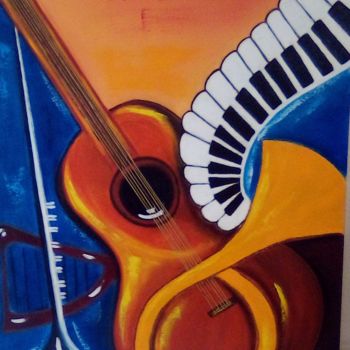 Painting titled "musique en fête" by Claudie Thedevuide, Original Artwork, Oil