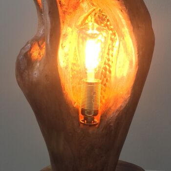 Sculptuur getiteld "lampe en bois flott…" door Claudie Thedevuide, Origineel Kunstwerk, Hout