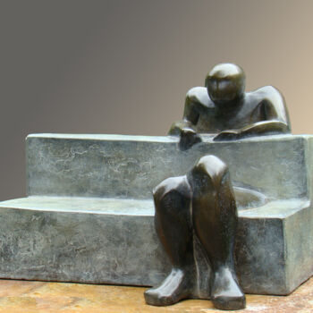 Sculpture titled "l'invitation" by Claudine Brusorio, Original Artwork, Metals