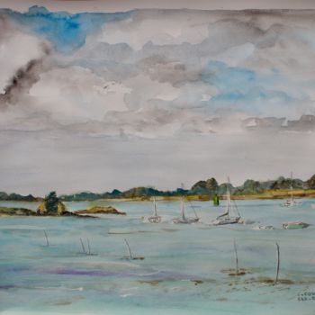 Painting titled "Morbihan" by Claudine Coutant, Original Artwork, Watercolor
