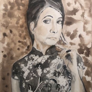Painting titled "catherine" by Claudine Coutant, Original Artwork, Watercolor