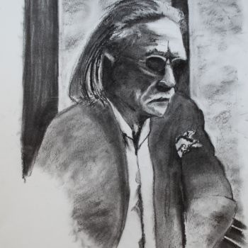 Drawing titled "Christophe" by Claudine Coutant, Original Artwork, Charcoal