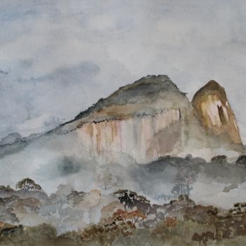 Painting titled "Montagne Bellevue-G…" by Claudine Coutant, Original Artwork, Watercolor