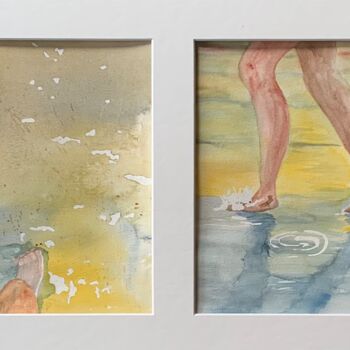 Peinture intitulée "Marcher dans l’eau" par Claudine Coutant, Œuvre d'art originale, Aquarelle
