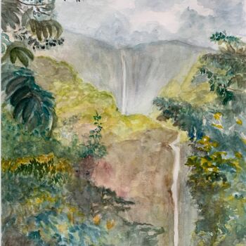 Ζωγραφική με τίτλο "Cascade 6" από Claudine Coutant, Αυθεντικά έργα τέχνης, Ακουαρέλα