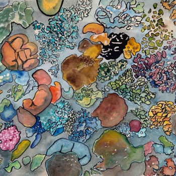 Peinture intitulée "Coraux" par Claudine Coutant, Œuvre d'art originale, Aquarelle