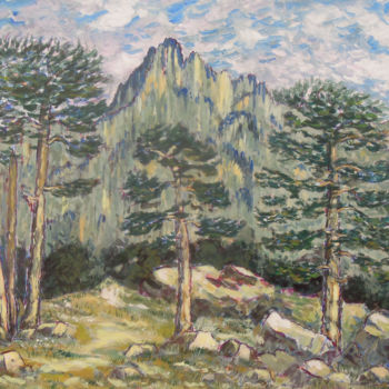 Pintura titulada "montagne Corse" por Claudine De Hulster, Obra de arte original, Acrílico
