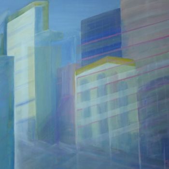 Pintura intitulada "Ville en reflets" por Claudine Fasan, Obras de arte originais