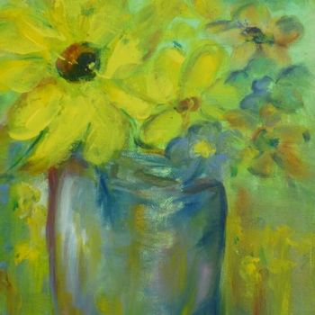 Peinture intitulée "fleurs-jaunesdd.jpg" par Claudine Fasan, Œuvre d'art originale