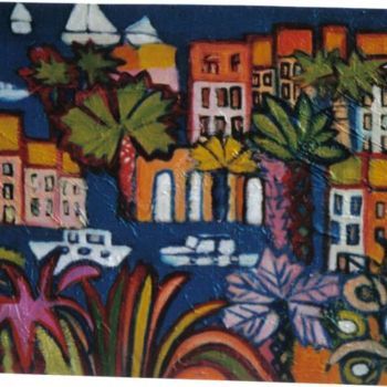 Peinture intitulée "Nice le port de nice" par Claudine Gix, Œuvre d'art originale