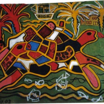 Peinture intitulée "le voyage des tortu…" par Claudine Gix, Œuvre d'art originale