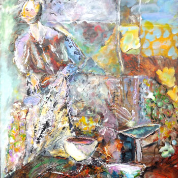 Painting titled "TOUS LES JOURS" by Claudine Gregoire, Original Artwork, Acrylic