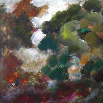 Картина под названием "0560 Paysage vert 4…" - Claudine Gregoire, Подлинное произведение искусства