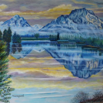 Desenho intitulada "Montagne bleue" por Claudine Marquet, Obras de arte originais, Pastel