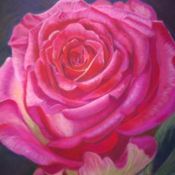 Drawing titled "rose" by Claudine Marquet, Original Artwork, Pastel