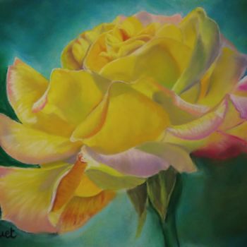 Drawing titled "jaune soleil ." by Claudine Marquet, Original Artwork, Pastel