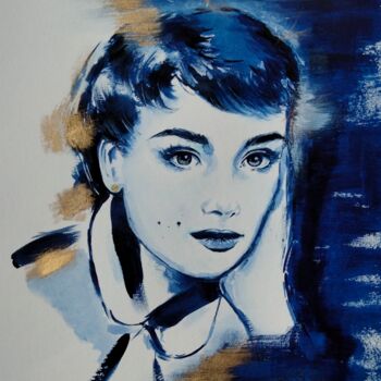 Peinture intitulée "Audrey Forever" par Claudine Sieurin, Œuvre d'art originale, Encre