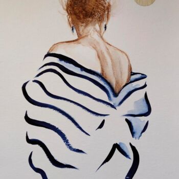 Картина под названием "La robe" - Claudine Sieurin, Подлинное произведение искусства, Чернила