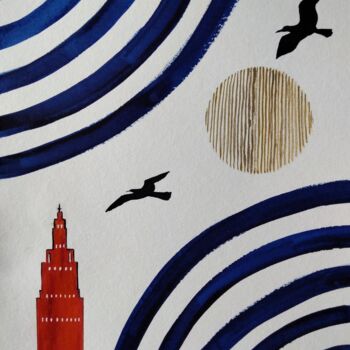"Le Havre" başlıklı Tablo Claudine Sieurin tarafından, Orijinal sanat, Mürekkep