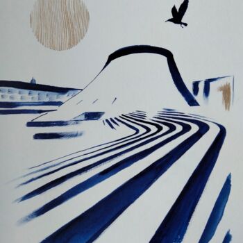 "Le Havre en bleu /…" başlıklı Tablo Claudine Sieurin tarafından, Orijinal sanat, Mürekkep