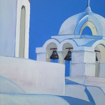 Peinture intitulée "Monastère Grecque" par Claudine Viégas, Œuvre d'art originale, Huile