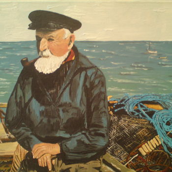 Peinture intitulée "Mémoire de pêcheur" par Claudine Viégas, Œuvre d'art originale, Huile