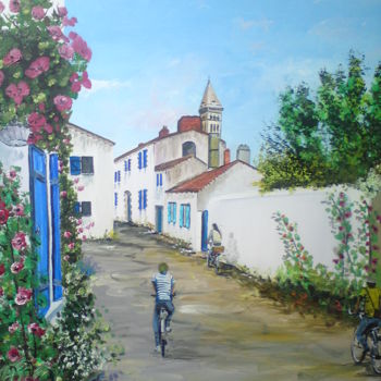 Painting titled "Quartier de banzeau" by Claudine Viégas, Original Artwork, Oil