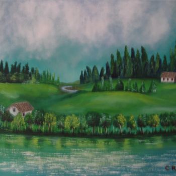 Pittura intitolato "Paisagem Rural" da Claudineia R. Soldan, Opera d'arte originale, Olio