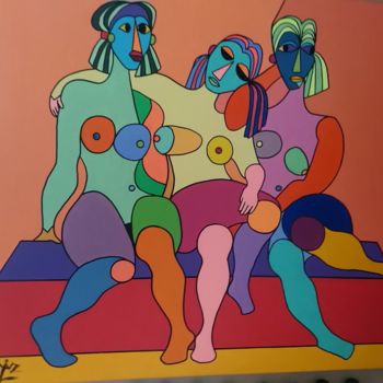 Peinture intitulée "les copines" par Claudine Leroy, Œuvre d'art originale, Acrylique