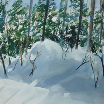 Painting titled "Neige" by Claudine Pochat, Original Artwork, Gouache