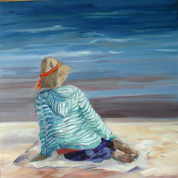 Painting titled "Plage" by Claudine Pochat, Original Artwork
