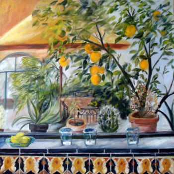 Painting titled "Queretaro" by Claudine Pochat, Original Artwork, Oil