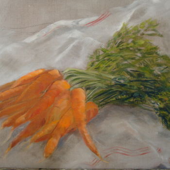 Painting titled "Carottes" by Claudine Pochat, Original Artwork, Oil