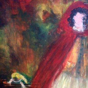Pittura intitolato "mon petit chaperon…" da Claudine Roques Ayache, Opera d'arte originale, Olio
