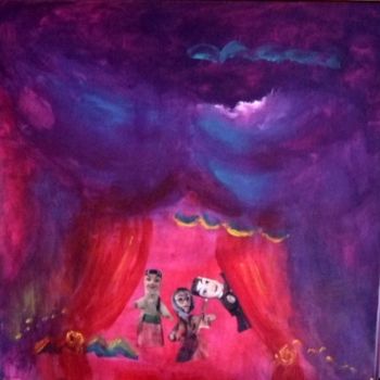 Painting titled "matinee enfantine" by Claudine Roques Ayache, Original Artwork, Oil