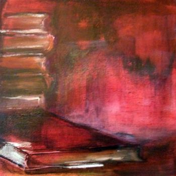 Painting titled "Bibliothèque, détail" by Claudine Roques Ayache, Original Artwork, Oil