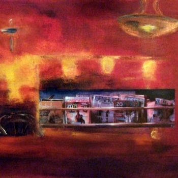 Pintura intitulada "cafe de l'Arsenal" por Claudine Roques Ayache, Obras de arte originais, Óleo