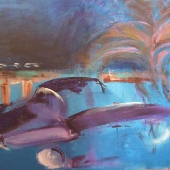 Pittura intitolato "Miami Beach 60" da Claudine Roques Ayache, Opera d'arte originale, Olio