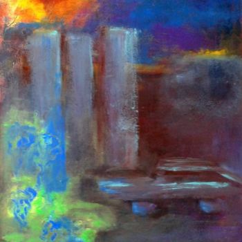 Painting titled "New-York fantasmée" by Claudine Roques Ayache, Original Artwork, Oil