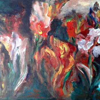 Malerei mit dem Titel "Tulipes d'Amsterdam" von Claudine Roques Ayache, Original-Kunstwerk, Acryl