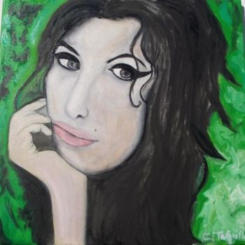 Painting titled "AMY PENSIVE" by Claudine Taquillain, Original Artwork
