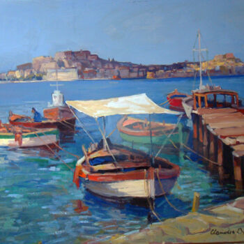 Painting titled "Isola d'Elba panora…" by Claudio Domenici, Original Artwork, Oil