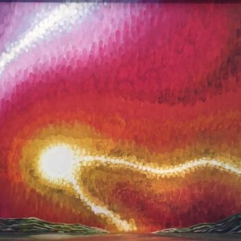 Pittura intitolato "Tramonto su Marte" da Claudio Lorenzini, Opera d'arte originale, Olio
