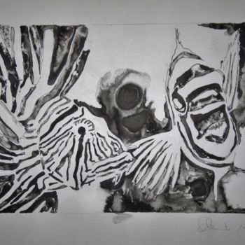 Tekening getiteld "Pesce scorpione" door Claudio Clemente, Origineel Kunstwerk, Inkt