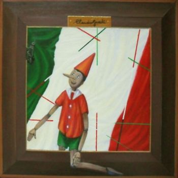 Pittura intitolato "Pinocchio in fuga." da Claudio Guasti, Opera d'arte originale